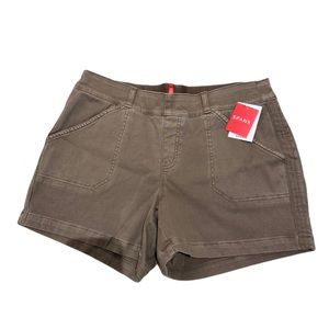 spanx 4” twill stretch shorts in chestnut size large